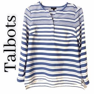 Talbots White & Blue Women’s Tunic Top Size S